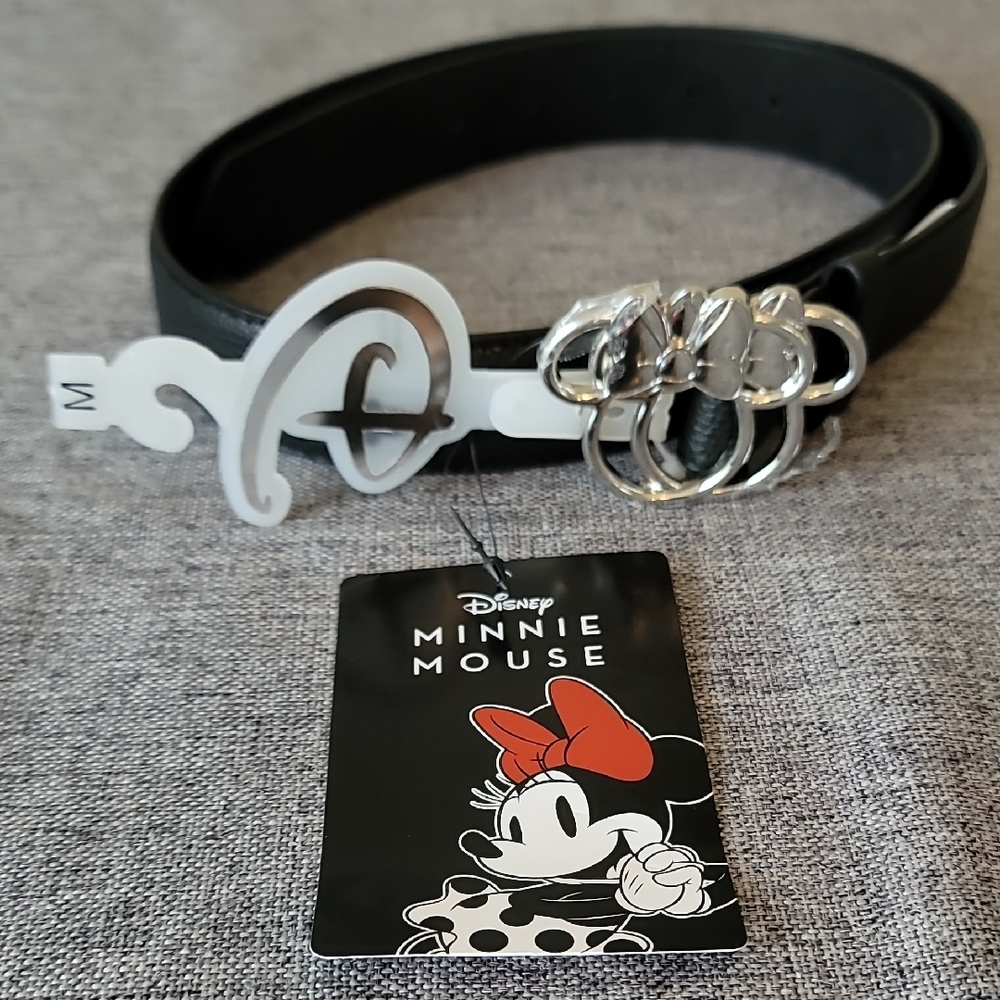 Disney Black Minnie Mouse Belt with Silver Accents - Size Medium